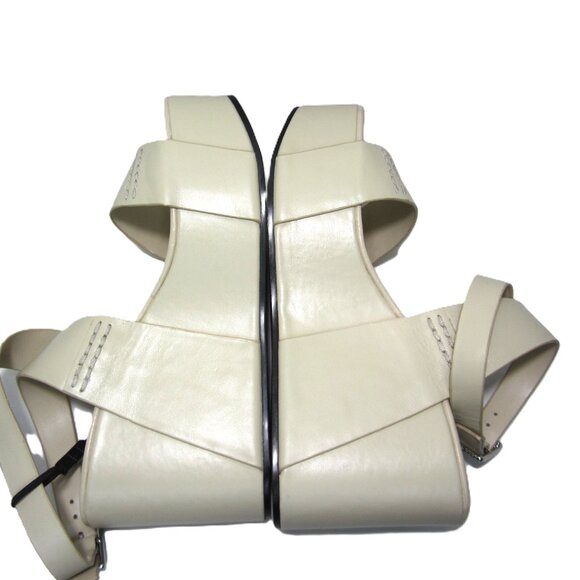 Zara SRPLS Collection NEW Women's Size 6.5 37 Cream Platform Leather Sandals - Picture 11 of 16